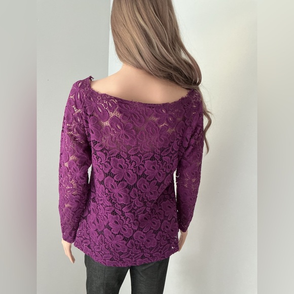DJT Purple Lace Women's Blouse Sz L - Picture 5 of 10